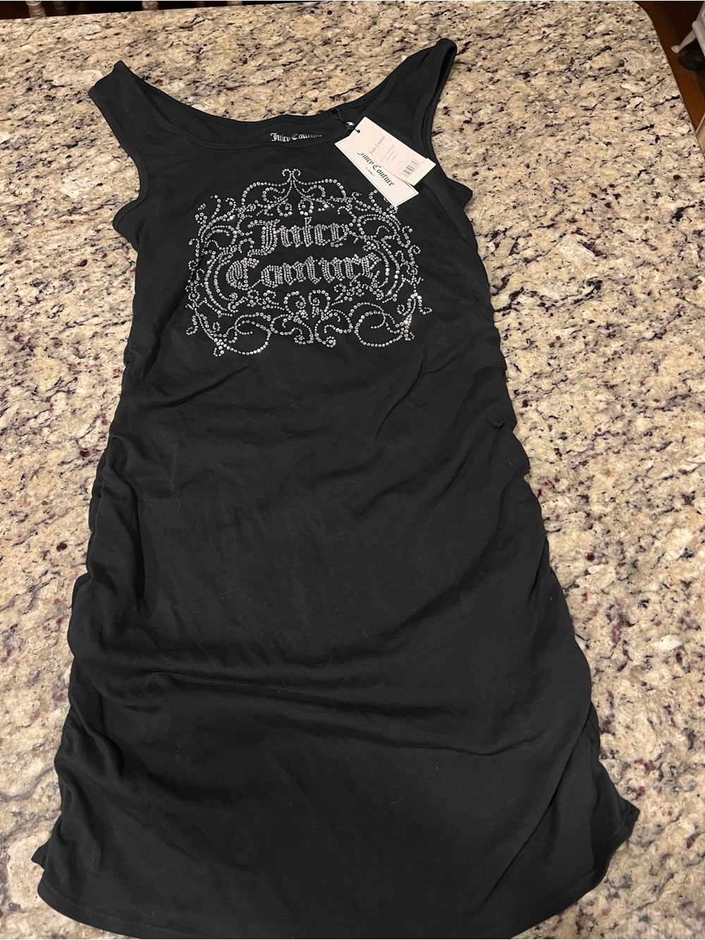 Juicy Couture Black Tank Top with Silver Rhinestone Logo